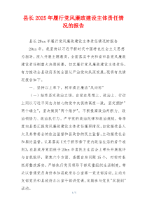 县长2025年履行党风廉政建设主体责任情况的报告