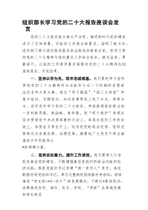 组织部长学习二十大报告座谈会发言