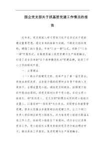 国企党支部关于抓基层党建工作情况的报告