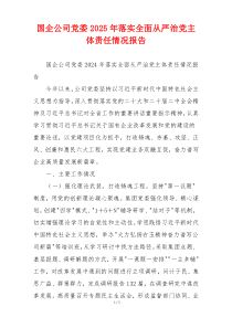 国企公司党委2025年落实全面从严治党主体责任情况报告