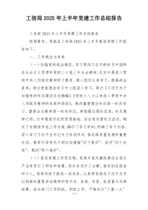 工信局2025年上半年党建工作总结报告