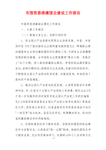市国资委清廉国企建设工作报告