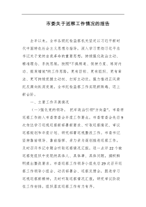 市委关于巡察工作情况的报告
