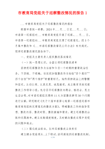 市教育局党组关于巡察整改情况的报告1