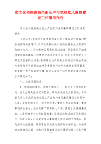 市文化和旅游局全面从严治党和党风廉政建设工作情况报告