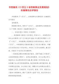 市档案局《十四五X省档案事业发展规划》实施情况自评报告