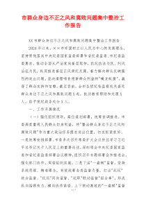 市群众身边不正之风和腐败问题集中整治工作报告