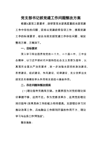 党支部书记抓党建工作问题整改方案