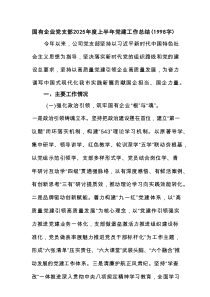 国企党支部2025年度上半年党建工作总结（1998字）