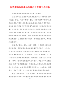 打造康养旅游推动旅游产业发展工作报告