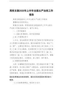 局党支部2025年上半年全面从严治党工作报告