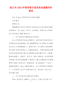 某公司2025年领导班子成员政治画像评价报告