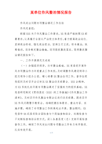 某单位作风整治情况报告