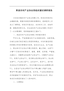 某县农村产业协会党组织建设调研报告