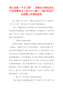 深入实施“千万工程”，发展壮大现代农业产业考察学习“百千万工程”、现代农业产业发展工作情况报告