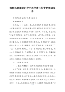深化民族团结进步示范创建工作专题调研报告