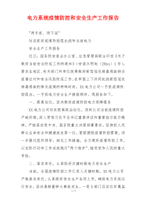 电力系统疫情防控和安全生产工作报告