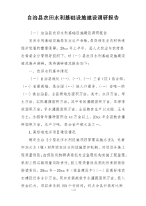 自治县农田水利基础设施建设调研报告