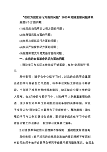 班子“在权力规范运行方面的问题”2025年学习教育对照查摆问题清单（新的五个方面） 精选