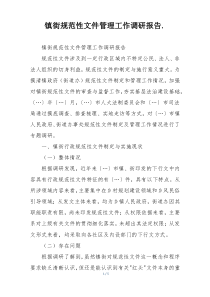 镇街规范性文件管理工作调研报告.