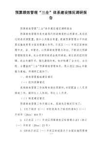 预算绩效管理“三全”体系建设情况调研报告