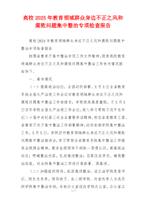 高校2025年教育领域群众身边不正之风和腐败问题集中整治专项检查报告