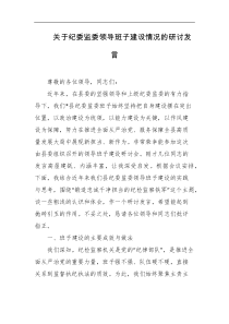 关于纪委监委领导班子建设情况的研讨发言
