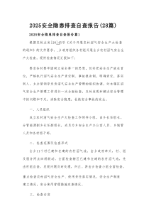 2025安全隐患排查自查报告（28篇）