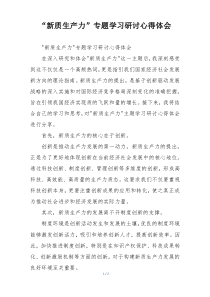 “新质生产力”专题学习研讨心得体会