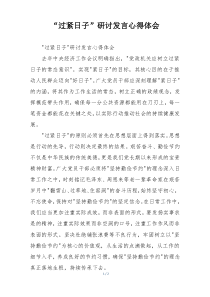 “过紧日子”研讨发言心得体会