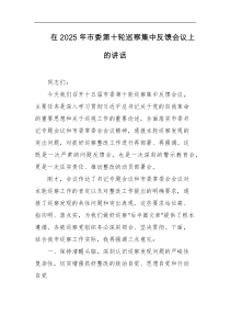 在2025年市委第十轮巡察集中反馈会议上的讲话