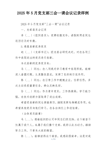 2025年5月党支部三会一课会议记录样例