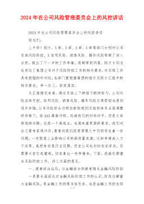 2024年在公司风险管理委员会上的风控讲话
