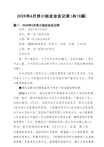 2025年7月党小组会会议记录(通用精选10篇)