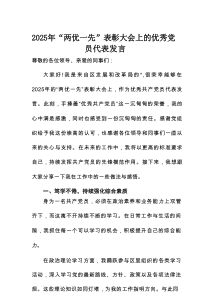 2025年“两优一先”表彰大会上的优秀党员代表发言