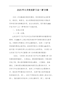 2025年6月党支部三会一课方案