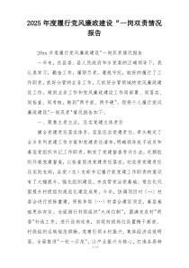 2025年度履行党风廉政建设“一岗双责情况报告