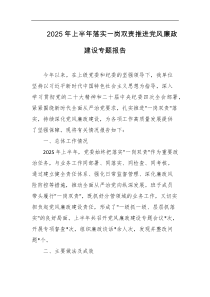 2025年上半年落实一岗双责推进党风廉政建设专题报告