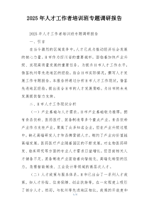 2025年人才工作者培训班专题调研报告