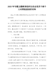 2025年专题主题教育组织生活会党员干部个人对照检查剖析材料
