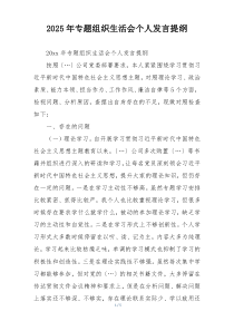 2025年专题组织生活会个人发言提纲