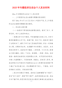 2025年专题组织生活会个人发言材料