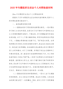 2025年专题组织生活会个人对照检查材料
