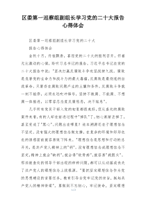 区委第一巡察组副组长学习党的二十大报告心得体会