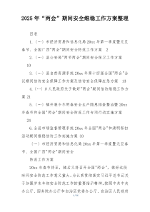 2025年“两会”期间安全维稳工作方案整理