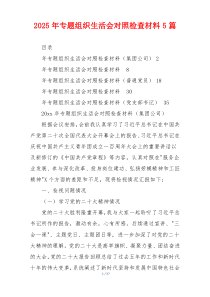 2025年专题组织生活会对照检查材料5篇