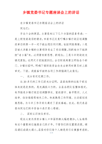 乡镇党委书记专题座谈会上的讲话