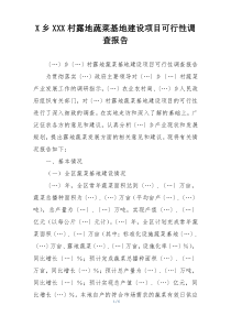 X乡XXX村露地蔬菜基地建设项目可行性调查报告