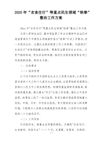 2025年“衣食住行”等重点民生领域“铁拳”整治工作方案