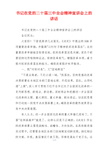 书记在党的二十届三中全会精神宣讲会上的讲话